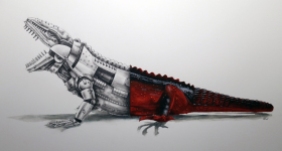 Imperial Marine Iguana graphite and watercolor 12x16